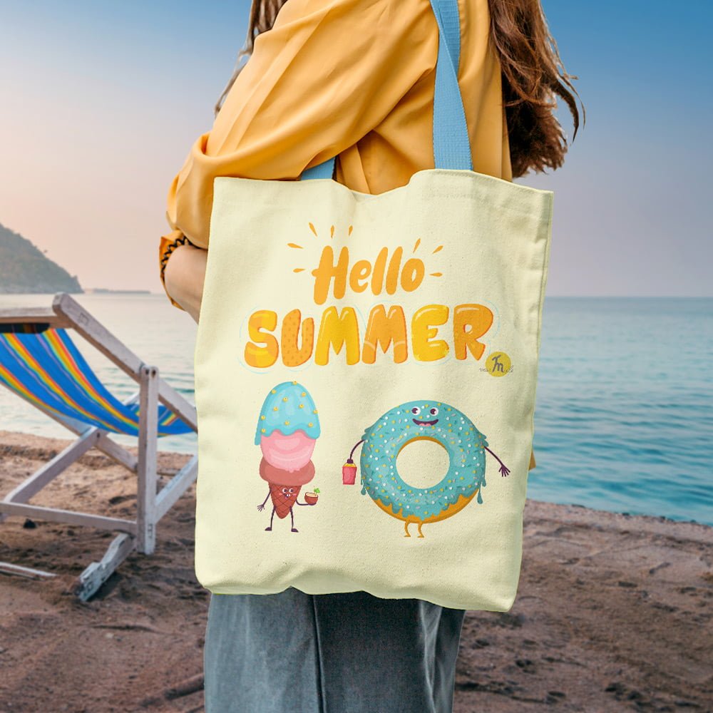 Alaplaya | Geantă de plajă căptușită MuleWear Hello Summer Înghețată și Gogoașă