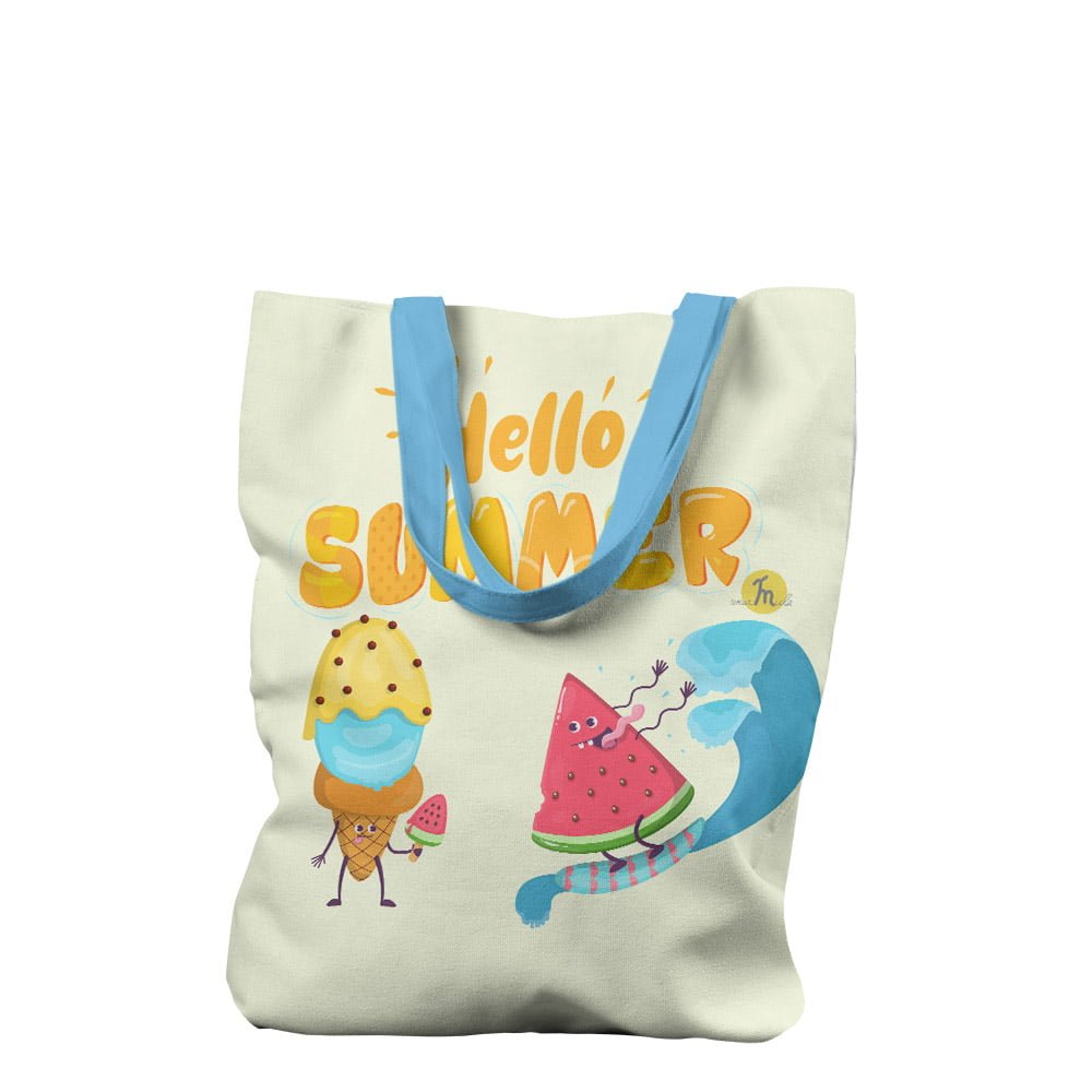 Alaplaya | Geantă de plajă căptușită MuleWear Hello Summer Înghețată și Pepene Rosu