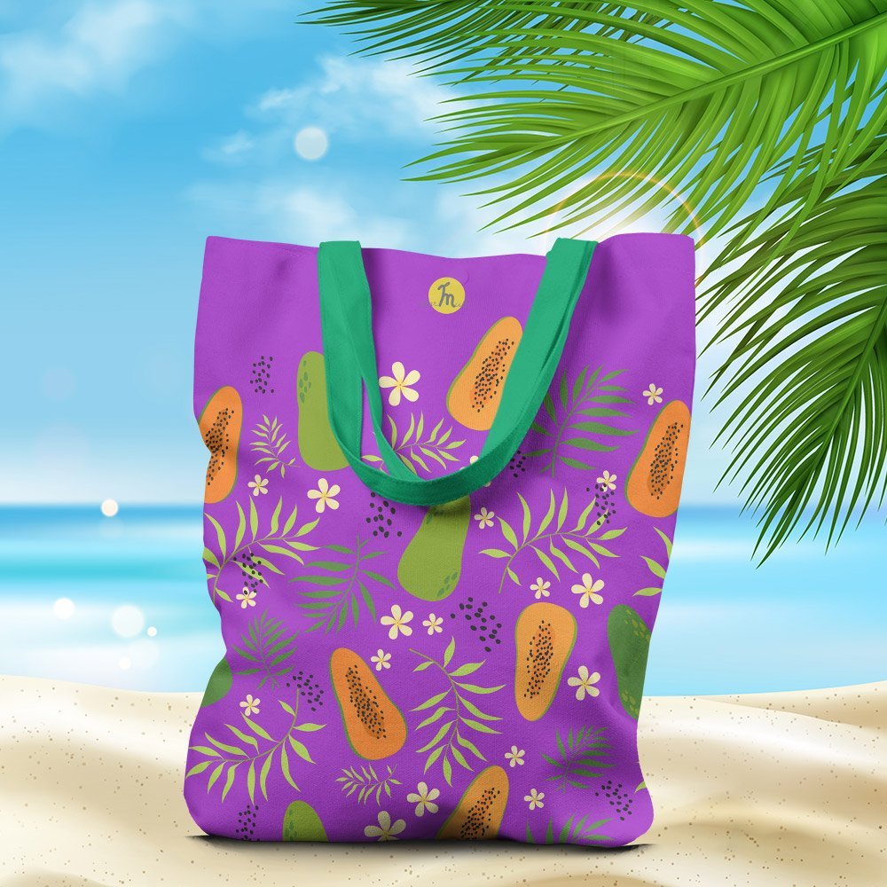 Alaplaya | Geantă de plajă căptușită MuleWear Mango și Flori